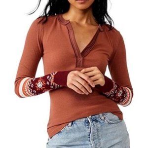 FREE PEOPLE / WTF mikah cuff thermal top Sz S NEW